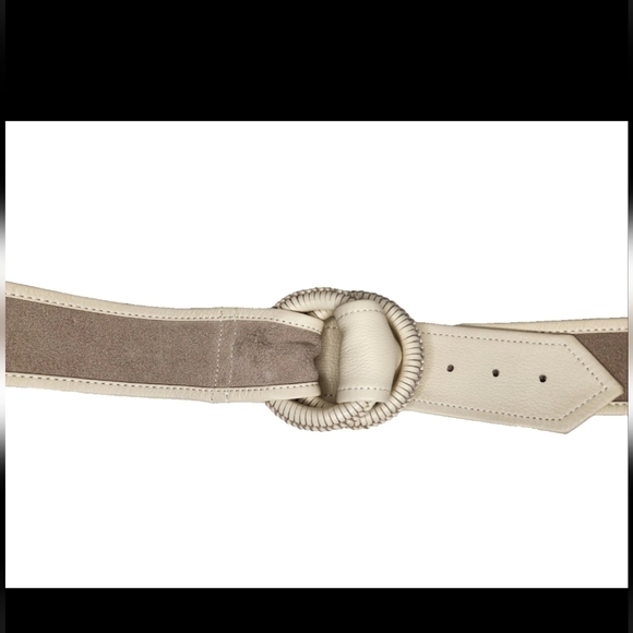 3.1 Phillip Lim Wide Belt Leather & Suede Ivory Supple Soft Wide Round Buckle M main image 3